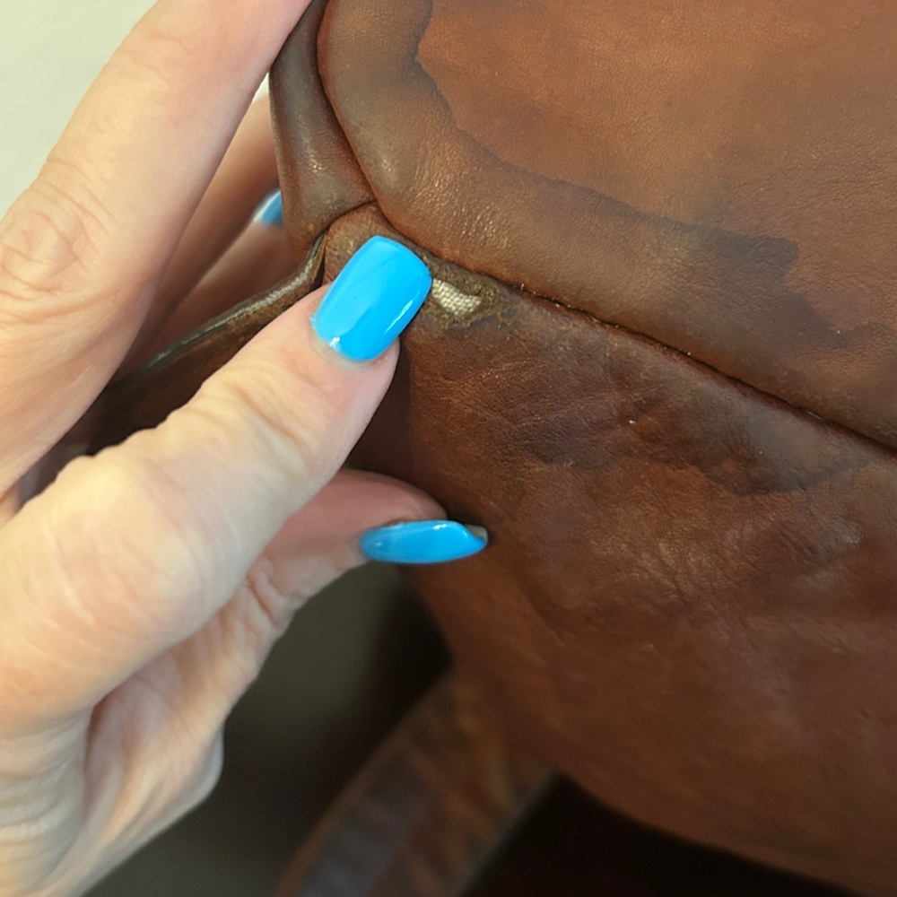 Frye Melissa Cognac Backpack crafted from antiqued pull-up Italian leather - Picture 5 of 13
